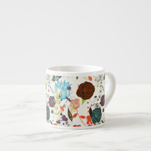 Retro blommönster 2 espressomugg