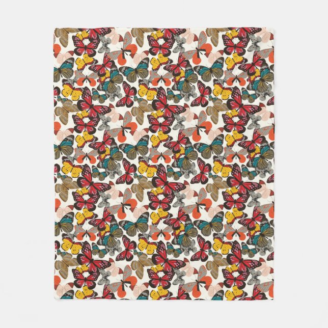 Retro blommönster 2 fleecefilt (Framsidan)