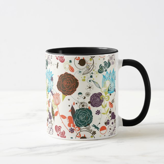 Retro blommönster 2 mugg (Höger)