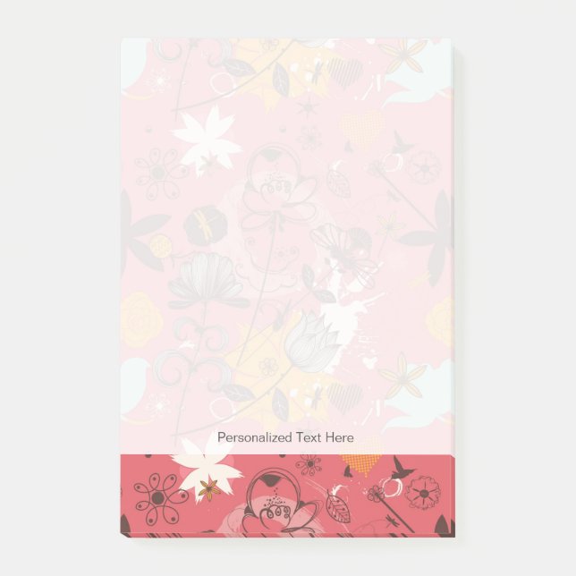 Retro blommönster 2 post-it block (Framsida)