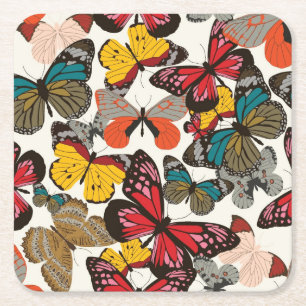 Retro blommönster 2 underlägg papper kvadrat