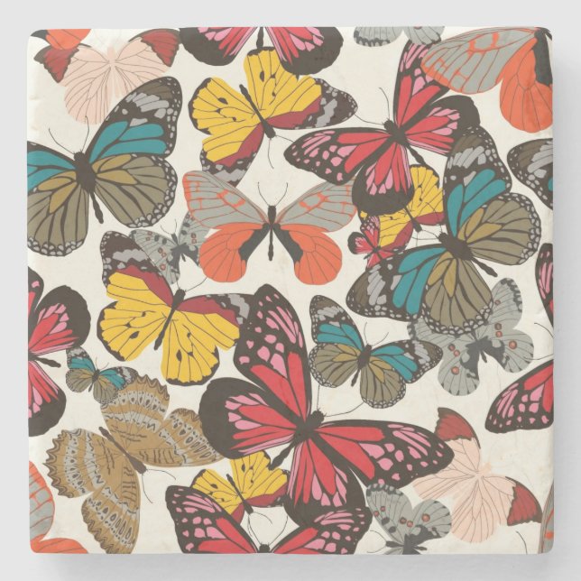 Retro blommönster 2 underlägg sten (Framsidan)