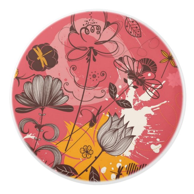 Retro blommönster 4 knopp (Framsidan)