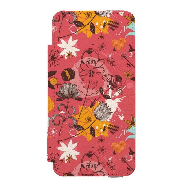 Retro blommönster 7 incipio iPhone wallet skal (Folio Framsidan)