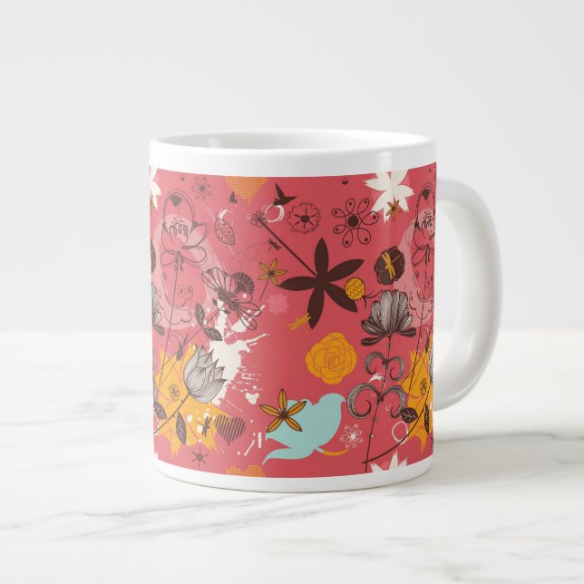 Retro blommönster 7 jumbo mugg (Framsida höger)
