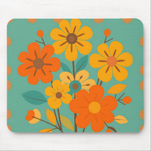 Retro-Blommönster med Abstrakter i varm form Musmatta
