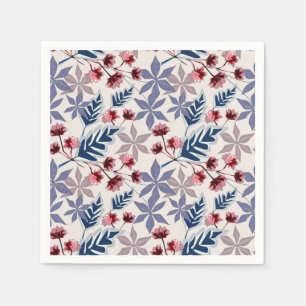 Retro-blommönster med rosa, blomkål pappersservett