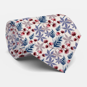 Retro-blommönster med rosa, blomkål slips