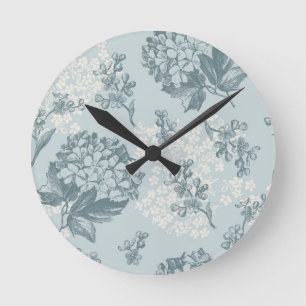 Retro-blommönster med viburnum-blommor rund klocka
