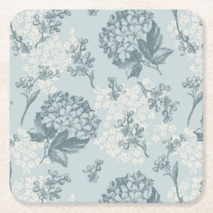 Retro blommönster med viburnumblommor underlägg papper kvadrat