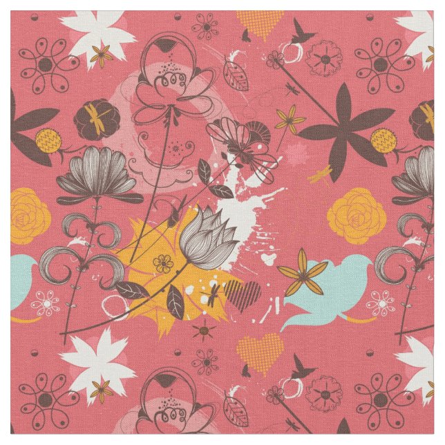 Retro blommönster tyg (Närbild)