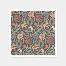 Retro-blommor av typen Cute Vintage - frågepapper Pappersservett