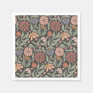 Retro-blommor av typen Cute Vintage - frågepapper Pappersservett