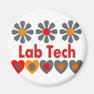 RETRO blommor för labbTech Magnet