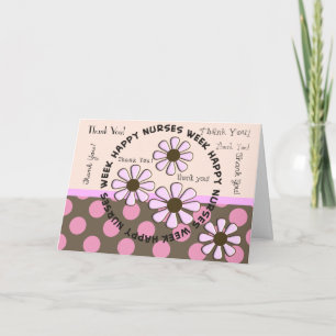 Retro blommor för lyckligt sjuksköterskaveckakort kort