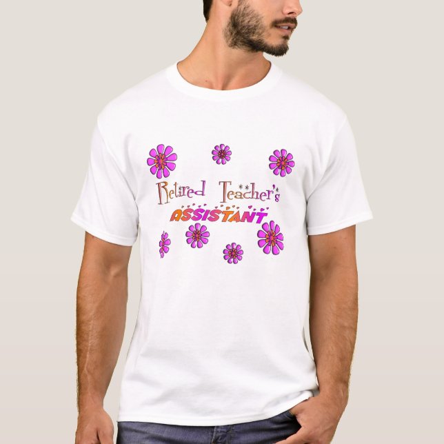 Retro blommor för pensionerad lärareassistent tee shirt (Framsida)