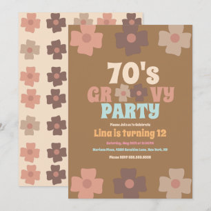 Retro blommor Groovy bohemisk födelsedag Inbjudningar