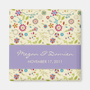 Retro blommor ·, Lilor ·, Spara datum magneter