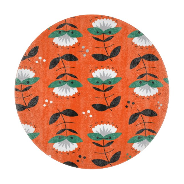 Retro-blommor, löv: Sömlöst mönster. (Framsidan)