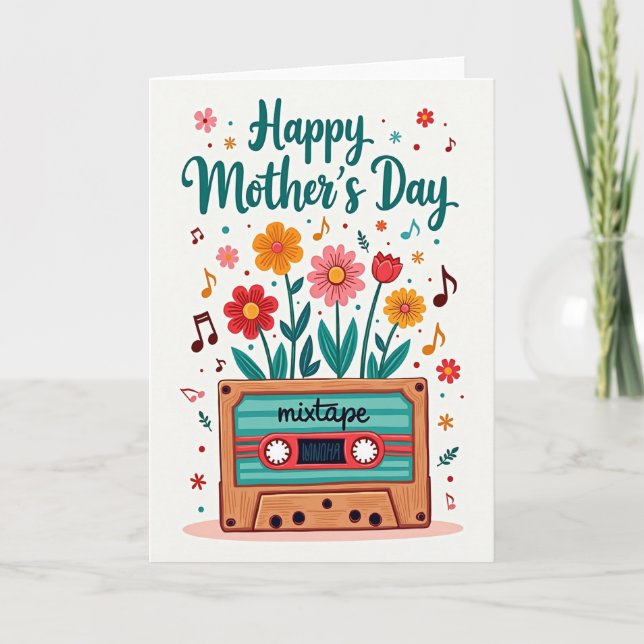 Retro Blommor Morsdags Kort (Framsida)