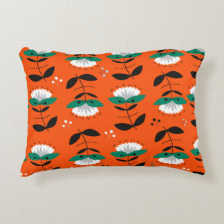 Retro-blommor och löv sömlös mönster. prydnadskudde