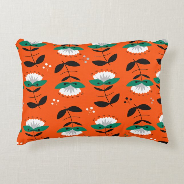Retro-blommor och löv sömlös mönster.  prydnadskudde (Framsidan)