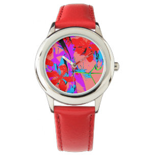 Retro blommor rosa armbandsur