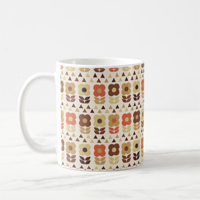 Retro-blommor, sömlös mönster kaffemugg (Vänster)