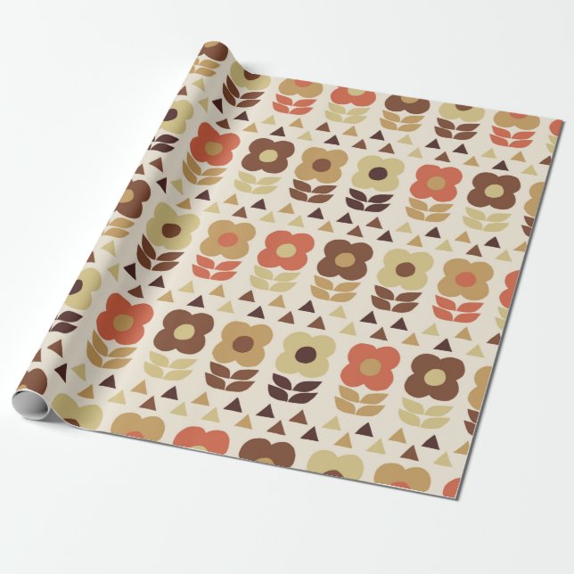 Retro-blommor, sömlös mönster presentpapper (Utrullad)