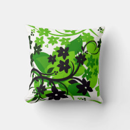 [Retro blommotiv] Grön botanisk grafisk design Kudde