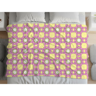 Retro blomster geometriskt mönster fleecefilt