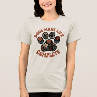 Retro blomster Hundpaw T Shirt