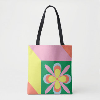 Retro blomster Mönster färgglatt Vår Blomma Design Tygkasse