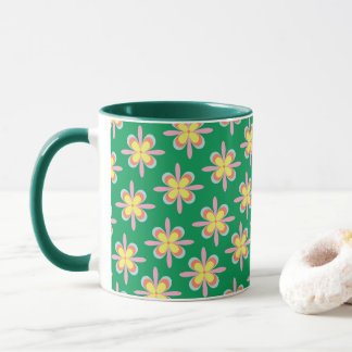 Retro blomster Mönster Färgrik Vår Blomma Design Mugg