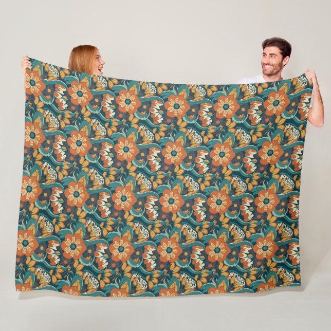 Retro blomster mönster fleecefilt (På plats)