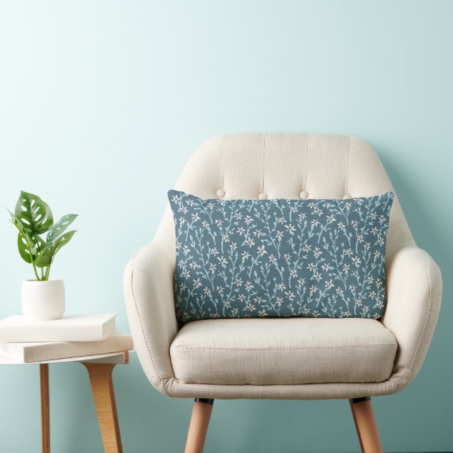 Retro blomster mönster i boho stil. Rosa sakura. Lumbarkudde (Stol)