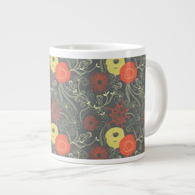 Retro blomster mönster jumbo mugg (Framsida höger)
