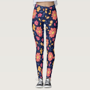 Retro blomster Mönster Leggings