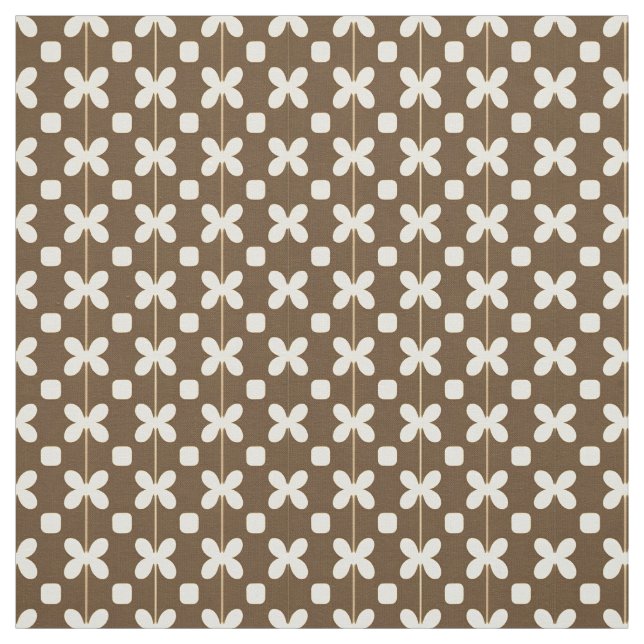 Retro blomster Mönster med Brun och Beige Tyg (Provkarta)