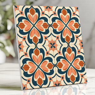 Retro blomster terrakotta och turkos kakelplatta