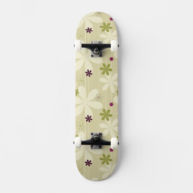 Retro blomsterbakgrund skateboard bräda 20 cm (Framsida)
