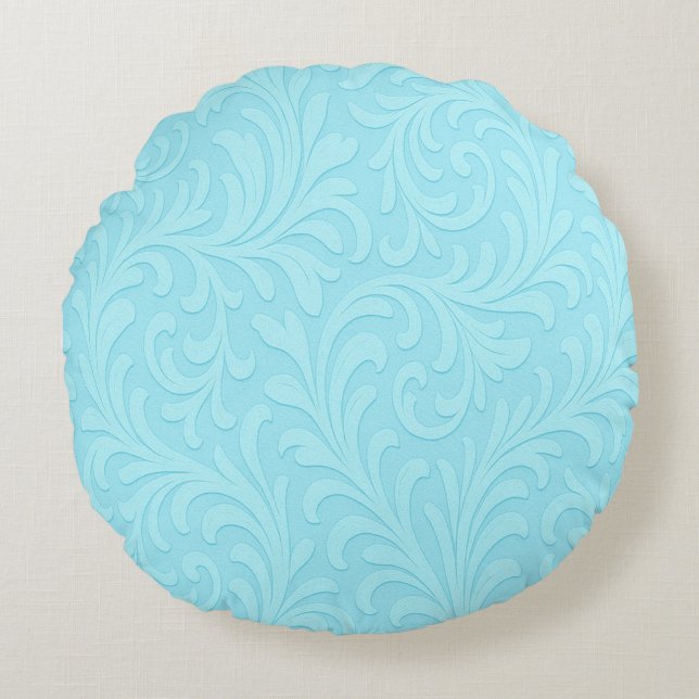 retro blomsterdesign rund kudde (Framsidan)