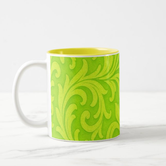 retro blomsterdesign Två-Tonad mugg (Vänster)
