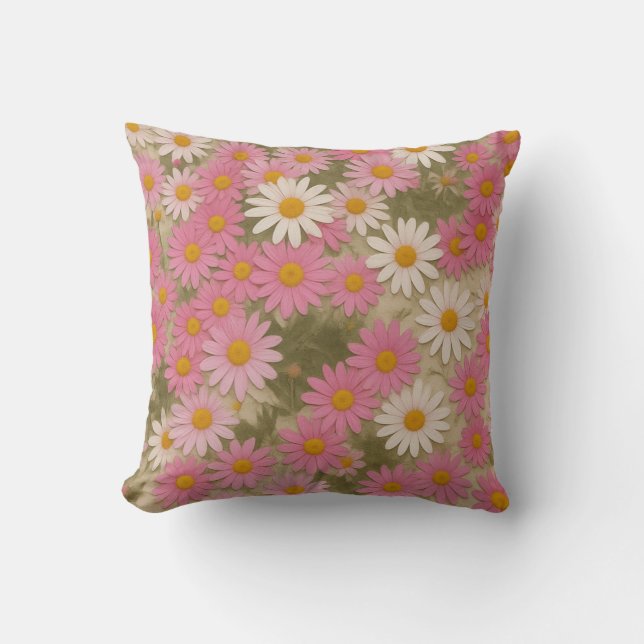 Retro blomsterdräktsmuster estetisk design kudde (Framsida)