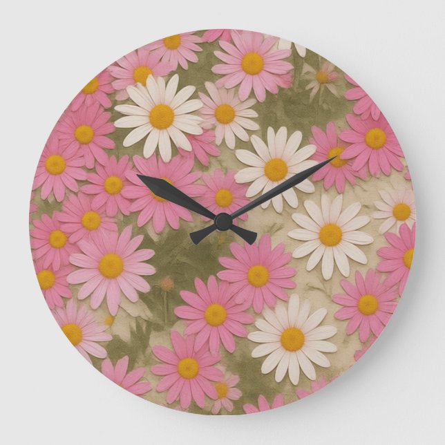 Retro blomsterdräktsmuster estetisk design stor klocka (Framsida)
