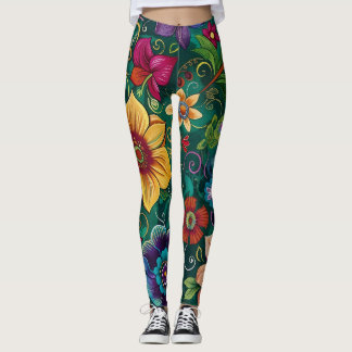 Retro blomsterleggings leggings