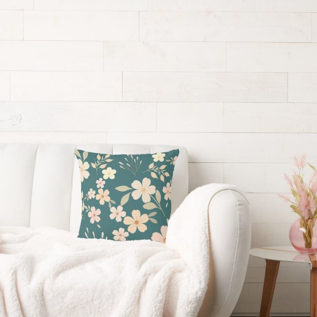Retro blomstermiljö  kudde (Soffa)