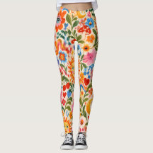 Retro blomstermönstrade maximalistiska leggings i