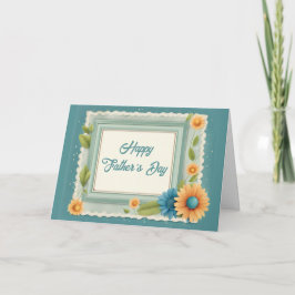 Retro blomsterstämpel (Från dotter till far) Helgkort