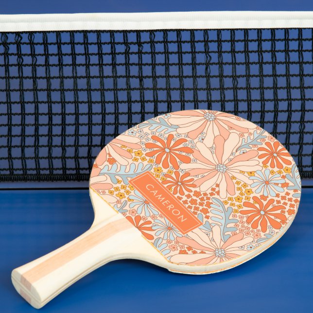 Retro Blomsterträdgård Mönster Pingisracket (Insitu)